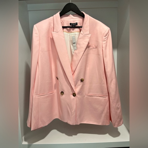 J.Crew $278 Relaxed Double Breasted Blazer in City Twill Pink Size 24 BX785 NEW - Picture 3 of 11